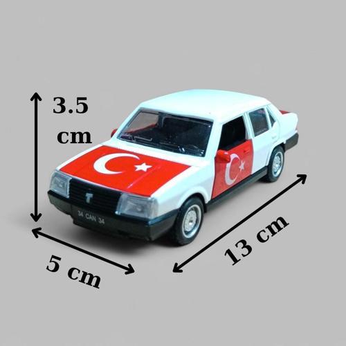 Nostaljik Metal Çek Bırak Türk Bayraklı Beyaz Tofaş Şahin Araba Kapılar Açılır