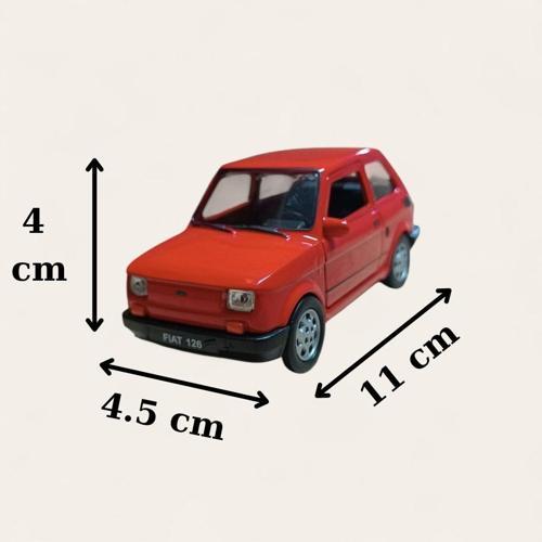 Nostaljik Metal Çek Bırak Kırmızı Fiat 126 Araba Kapılar Açılır