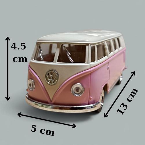 Nostaljik Metal Çek Bırak Pembe Wv Minibüs Araba Kapılar Açılır