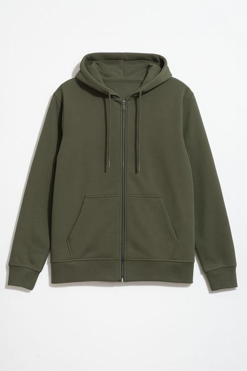 Erkek Fermuarlı Kapüşonlu Cepli Sweatshirt