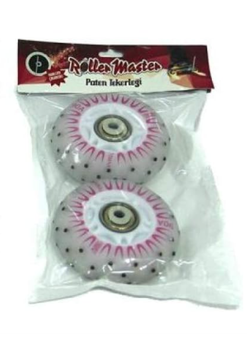 2 li Işıklı Kıvılcım Çıkartan Paten Tekerleği Pembe Desenli 90A/70MM Kız Erkek Çocuk Oyuncak Eğitici