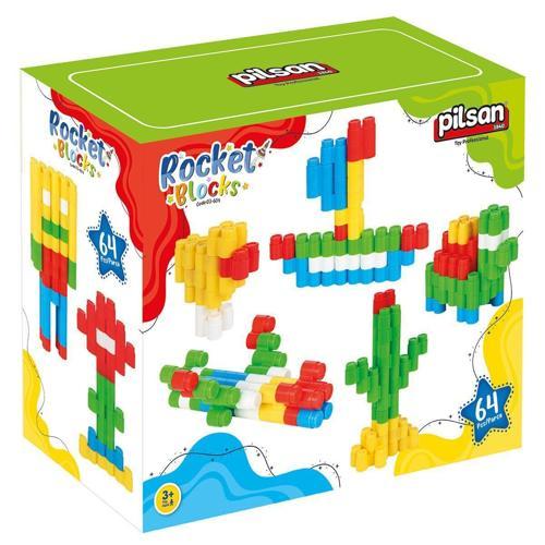 03 604 Rocket Bloklar 64 Parça -Pilsan Oyuncak Kız Erkek Çocuk Oyuncak Eğitici Oyuncaklar