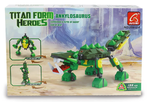 Ausini Titan Form Heroes-6 Ankylosaurus 133 Parça Kız Erkek Çocuk Oyuncak Eğitici Oyuncaklar