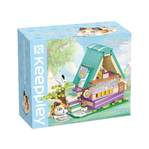 KP28018 Keeppley Lovely Street Calico Cat Comic House Blok Seti -Vagonlife Kız Erkek Çocuk Oyuncak E