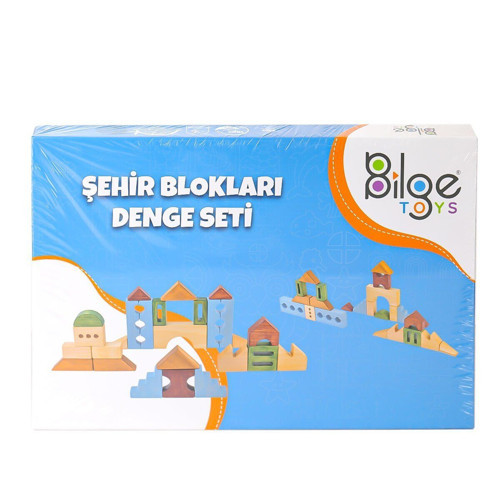 BLG-107A Ahşap Şehir Blok Seti Kız Erkek Çocuk Oyuncak Eğitici Oyuncaklar