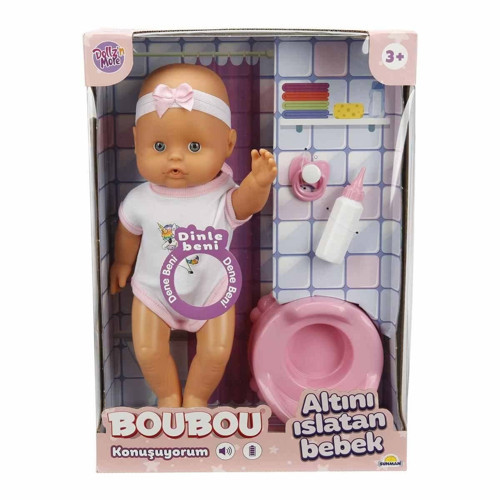 2030121 Sunman, Boubou Altını Islatan ve Konuşan Bebek Seti 30cm Kız Erkek Çocuk Oyuncak Eğitici Oyu