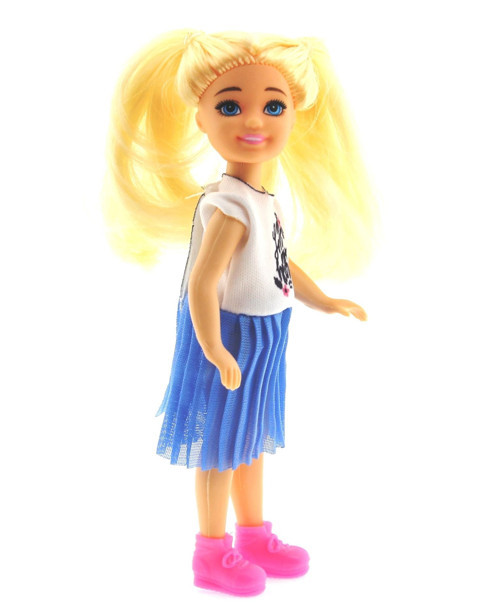 Baonier Mavi Etekli 14cm Sarışın Tekli Kız Bebek Kız Erkek Çocuk Oyuncak Eğitici Oyuncaklar