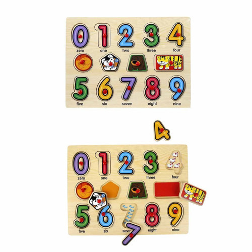 130444 Ahşap Raptiyeli Puzzle Saat Kız Erkek Çocuk Oyuncak Eğitici Oyuncaklar