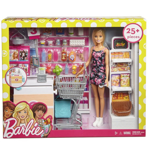 FRP01 Barbie Süpermarkette Oyun Seti Kız Erkek Çocuk Oyuncak Eğitici Oyuncaklar