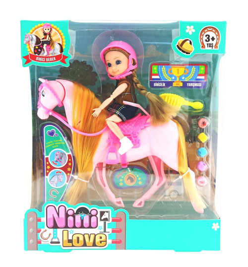 Nini Love Binici Bebek Pembe At Kız Erkek Çocuk Oyuncak Eğitici Oyuncaklar