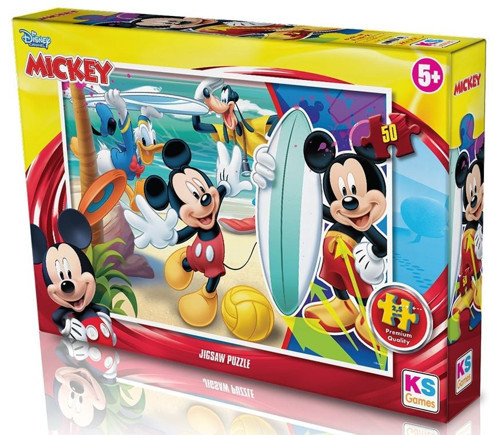 KS Puzzle 50 Parça Mickey Mouse Kız Erkek Çocuk Oyuncak Eğitici Oyuncaklar