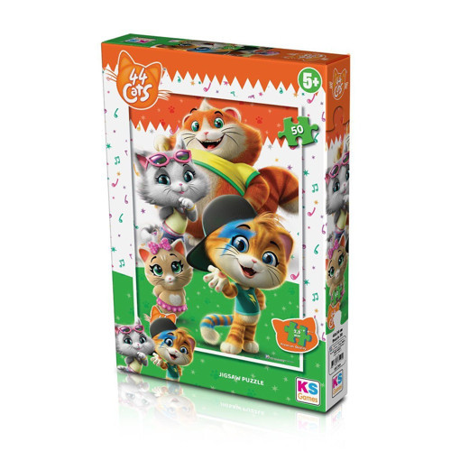 CAT 709 44 Kedi Puzzle 50 Parça - Ks Puzzle Kız Erkek Çocuk Oyuncak Eğitici Oyuncaklar