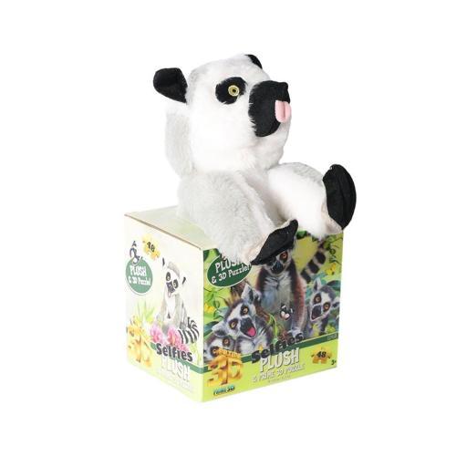 PRM 15801 Prime 3D Lemur Peluş ve Selfie 48 Parça Puzzle Kız Erkek Çocuk Oyuncak Eğitici Oyuncaklar