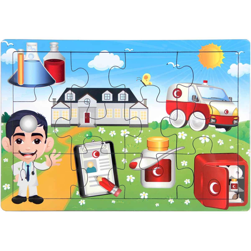 Ahşap Eğitici Puzzle 12 Parça - 1adet Stokta Olan Gönderilir Kız Erkek Çocuk Oyuncak Eğitici Oyuncak