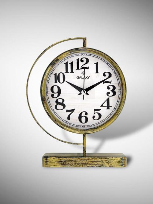 Premium Serisi Modern Kadranlı Metal Ofis ve Masa Üstü Saat 20 cm Gold