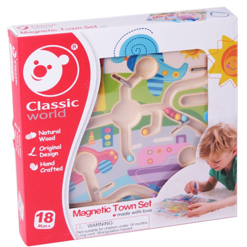 Classic World Ahşap Mıknatıslı ve Boncuklu Labirent Bulmaca Kız Erkek Çocuk Oyuncak Eğitici Oyuncakl