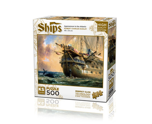 KS Puzzle 500 Parça Ships Agamennon in the Atlantic Kız Erkek Çocuk Oyuncak Eğitici Oyuncaklar