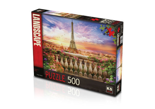KS Puzzle 500 Parça Sunset İn Eiffel Eyfel'de Günbatımı Kız Erkek Çocuk Oyuncak Eğitici Oyuncaklar