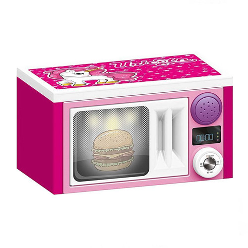 Dolu Unicorn Sesli Pembe Mikrodalga Fırın Kız Erkek Çocuk Oyuncak Eğitici Oyuncaklar