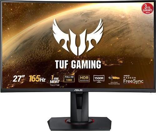 27" Tuf Gaming Vg27Vqm Curved 1920X1080 1Ms 240Hz Dp Hdmı Vesa Yükseklik Ayarlı Monitör