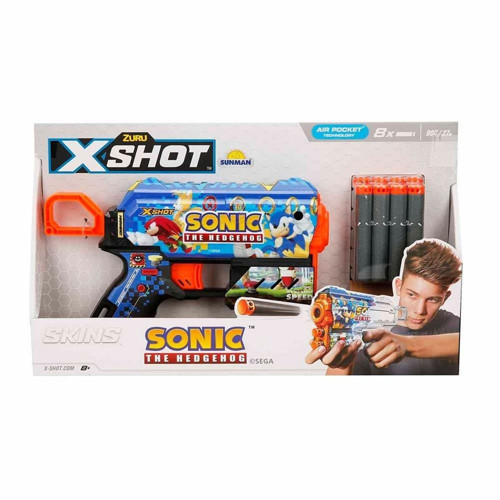 X-Shot Skins Flux Sonic The Hedgehog 8 Mermili Sünger Dart Atan Silah 21cm Kız Erkek Çocuk Oyuncak E
