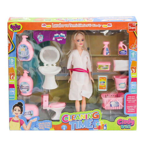 02452 Cindy Doll Bebek Lavabo ve Temizlik Seti Kız Erkek Çocuk Oyuncak Eğitici Oyuncaklar