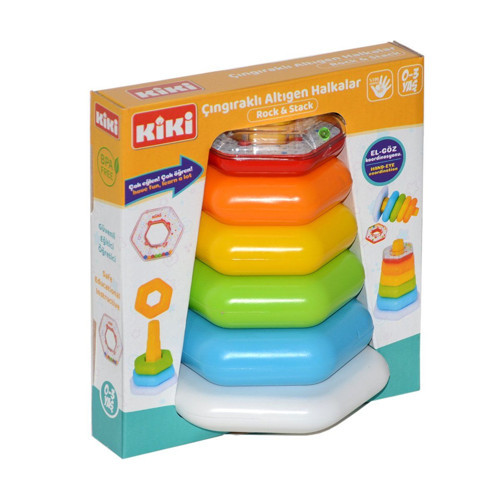 AE-1510 Kiki, Çıngıraklı Altıgen Halhalar / 0-3 yaş Kız Erkek Çocuk Oyuncak Eğitici Oyuncaklar