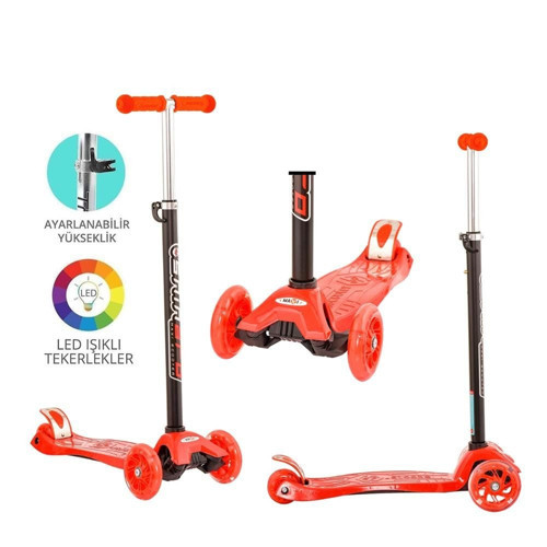 Torutoys Kırmızı Twist Işıklı Scooter Kırmızı Kız Erkek Çocuk Oyuncak Eğitici Oyuncaklar
