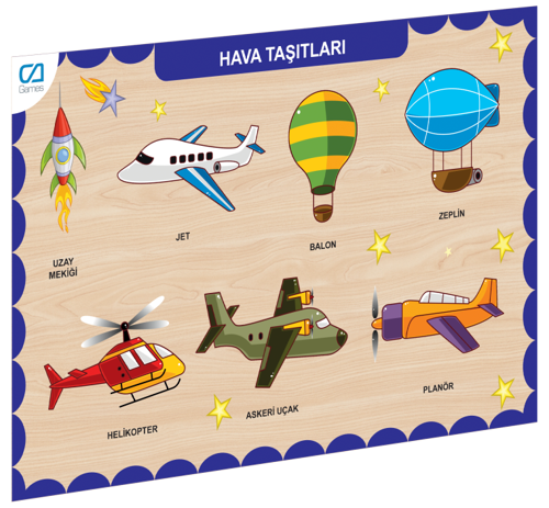 CAAHS-3202 CA GAMES AHŞAP HAVA TAŞITLARI BUL-TAK Kız Erkek Çocuk Oyuncak Eğitici Oyuncaklar