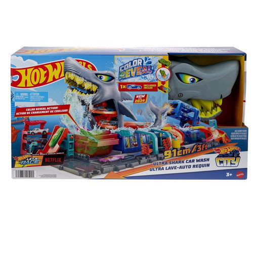 HTN82 Hot Wheels Muhteşem Köpek Balığı Araba Yıkama Oyun Seti Kız Erkek Çocuk Oyuncak Eğitici Oyunca