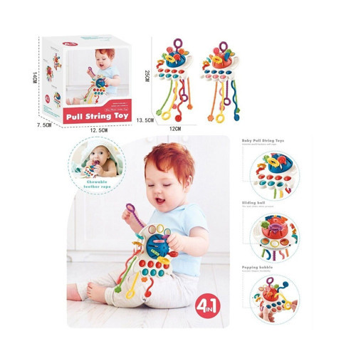 BIB68859-Vardem Duyusal Montessori Oyuncaklar Toplu-Çekme İpli Kız Erkek Çocuk Oyuncak Eğitici Oyunc