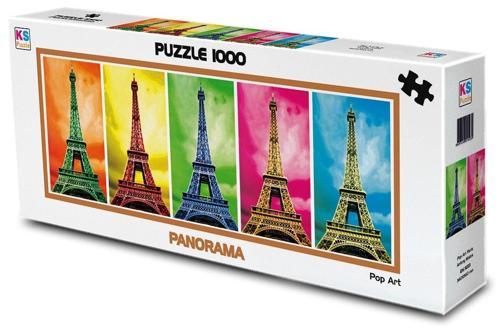 KS Puzzle 1000 Parça Panoramik Pop Art Eyfel Kulesi Kız Erkek Çocuk Oyuncak Eğitici Oyuncaklar