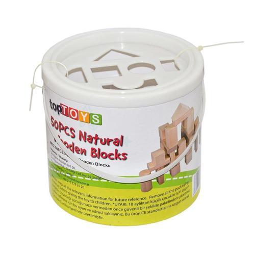 CS-8832 Natural Ahşap Blok Seti 50 Parça -Chiva Kız Erkek Çocuk Oyuncak Eğitici Oyuncaklar