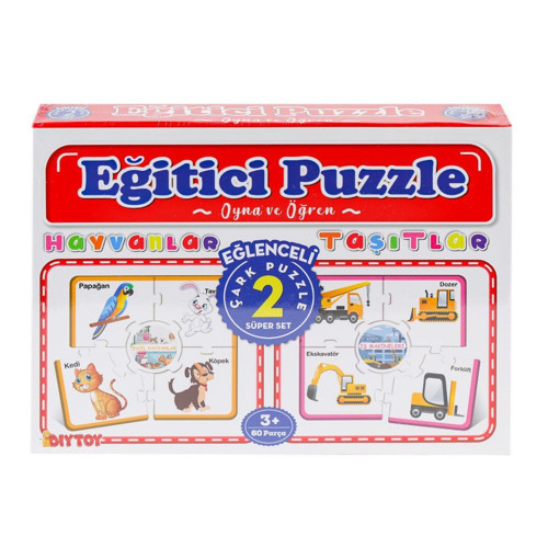 7196 ÇARK PUZZLE HAYVANLAR Kız Erkek Çocuk Oyuncak Eğitici Oyuncaklar