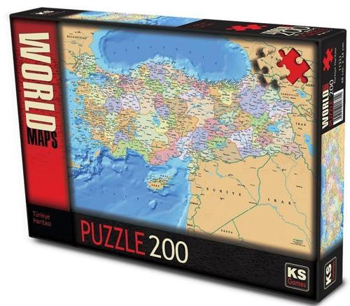KS Puzzle 200 Parça Türkiye Siyasi Haritası Kız Erkek Çocuk Oyuncak Eğitici Oyuncaklar