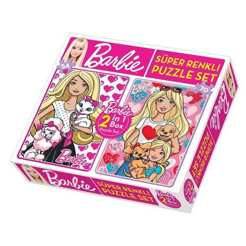 1542 DıyToy Süper Renkli 2si1 arada Puzzle Set - Barbie / 54+70 Parça Puzzle Kız Erkek Çocuk Oyuncak