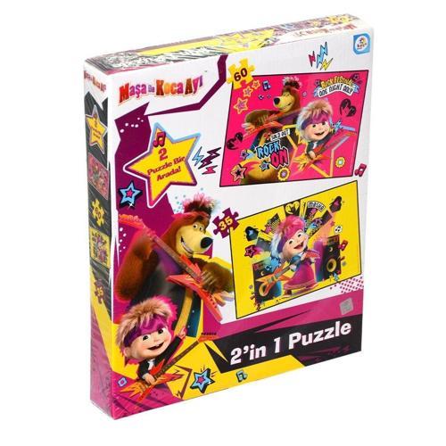 MS7579 Laço Kids Maşa ile Koca Ayı 2 Puzzle 1 Kutuda / 35+60 Parça Puzzle Kız Erkek Çocuk Oyuncak Eğ