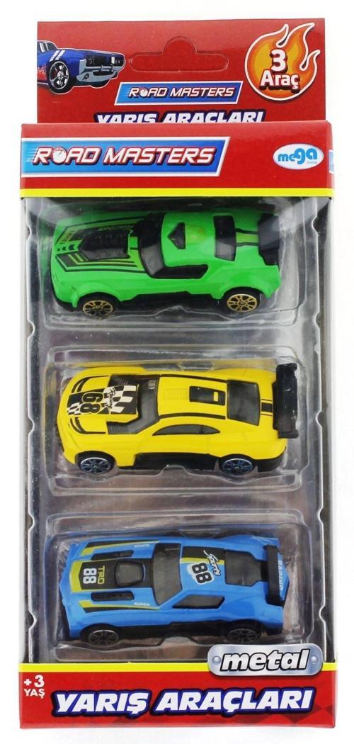 Die Cast Metal 3'lü Yarış Arabaları Yeşil Araçlı Kız Erkek Çocuk Oyuncak Eğitici Oyuncaklar