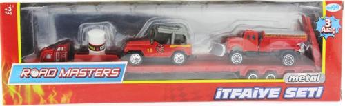 Die Cast Metal Tırlı ve Küreme Kamyonlu İtfaiye Seti Kız Erkek Çocuk Oyuncak Eğitici Oyuncaklar