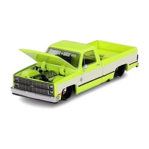 Mini GT 1/64 Chevrolet Silverado KAIDO Flo Yellow V1 Kız Erkek Çocuk Oyuncak Eğitici Oyuncaklar