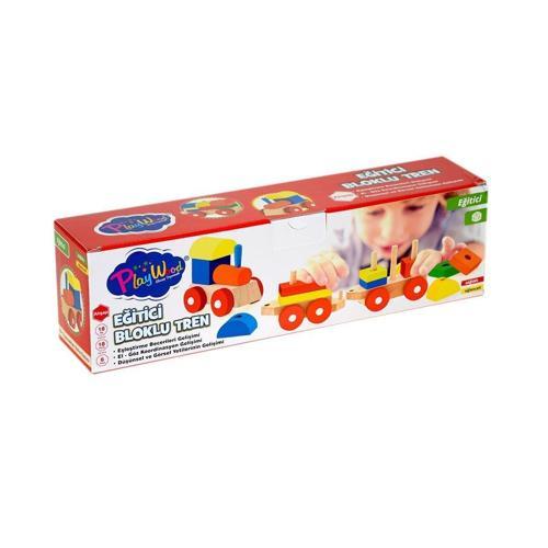 351-ONY KUTUDA AHŞAP EĞİTİCİ BLOKLU TREN Kız Erkek Çocuk Oyuncak Eğitici Oyuncaklar