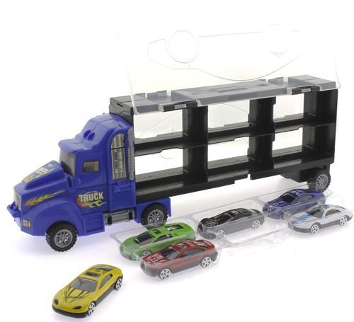 Fırlatma Rampalı Araç Taşıyıcı Mavi Kamyon Kız Erkek Çocuk Oyuncak Eğitici Oyuncaklar