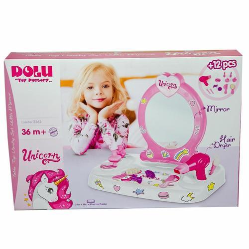 2563 Oyuncak Unicorn Masaüstü Aynalı Makyaj Seti Kız Erkek Çocuk Oyuncak Eğitici Oyuncaklar