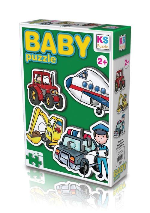 KS Baby Puzzle 4 in1 Meslekler ve Taşıtlar / Jobs and Vehicles Kız Erkek Çocuk Oyuncak Eğitici Oyunc