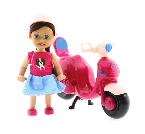 Cute Doll Mini Bebek ve Mor Vespa Kız Erkek Çocuk Oyuncak Eğitici Oyuncaklar