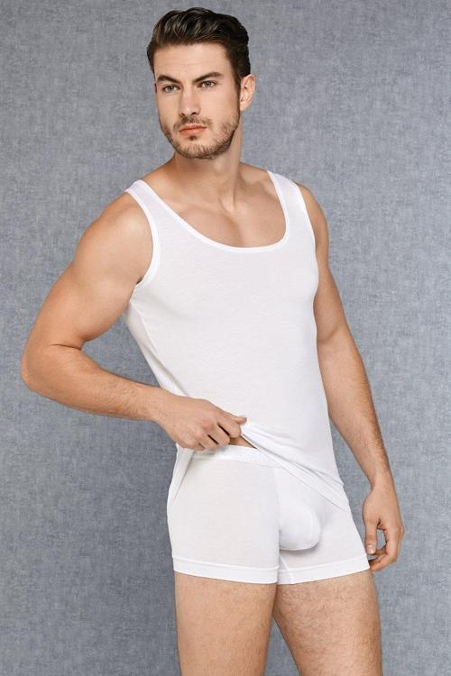 Erkek Beyaz Damat Çeyizlik Atlet Boxer Takımı 3000