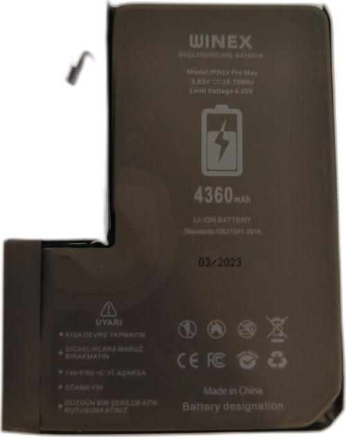İphone 12 Pro Max Uyumlu Güçlendirilmiş Premium Batarya