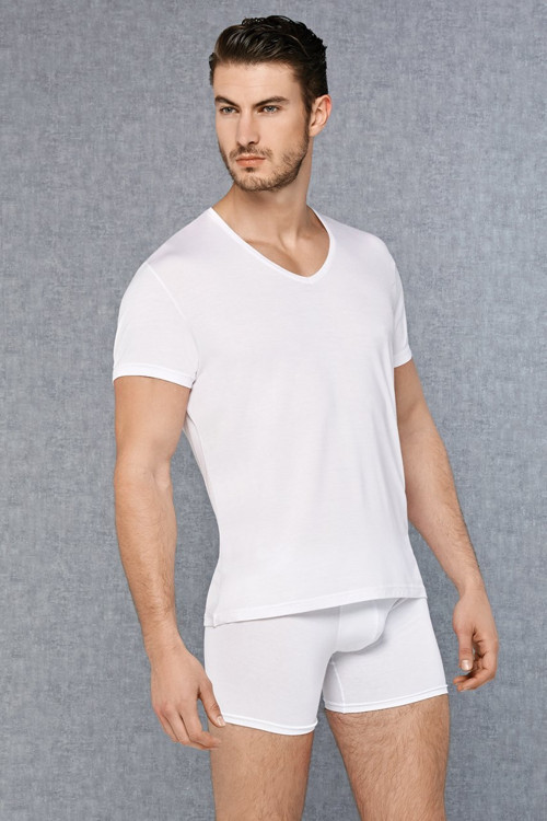 Erkek Micromodal V Yaka Kısa Kol T Shirt 2865
