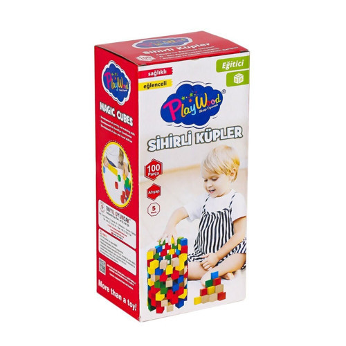 ONY-359 Ahşap Sihirli Küpler 100 Parça -Onyıl Oyuncak Kız Erkek Çocuk Oyuncak Eğitici Oyuncaklar