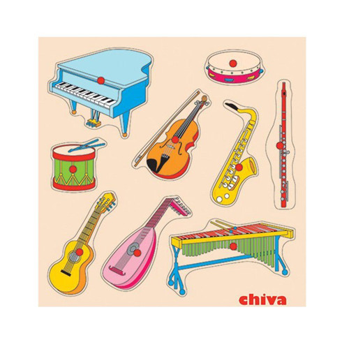 1004-CS Chiva, Müzik Aletleri Ahşap Puzzle Kız Erkek Çocuk Oyuncak Eğitici Oyuncaklar